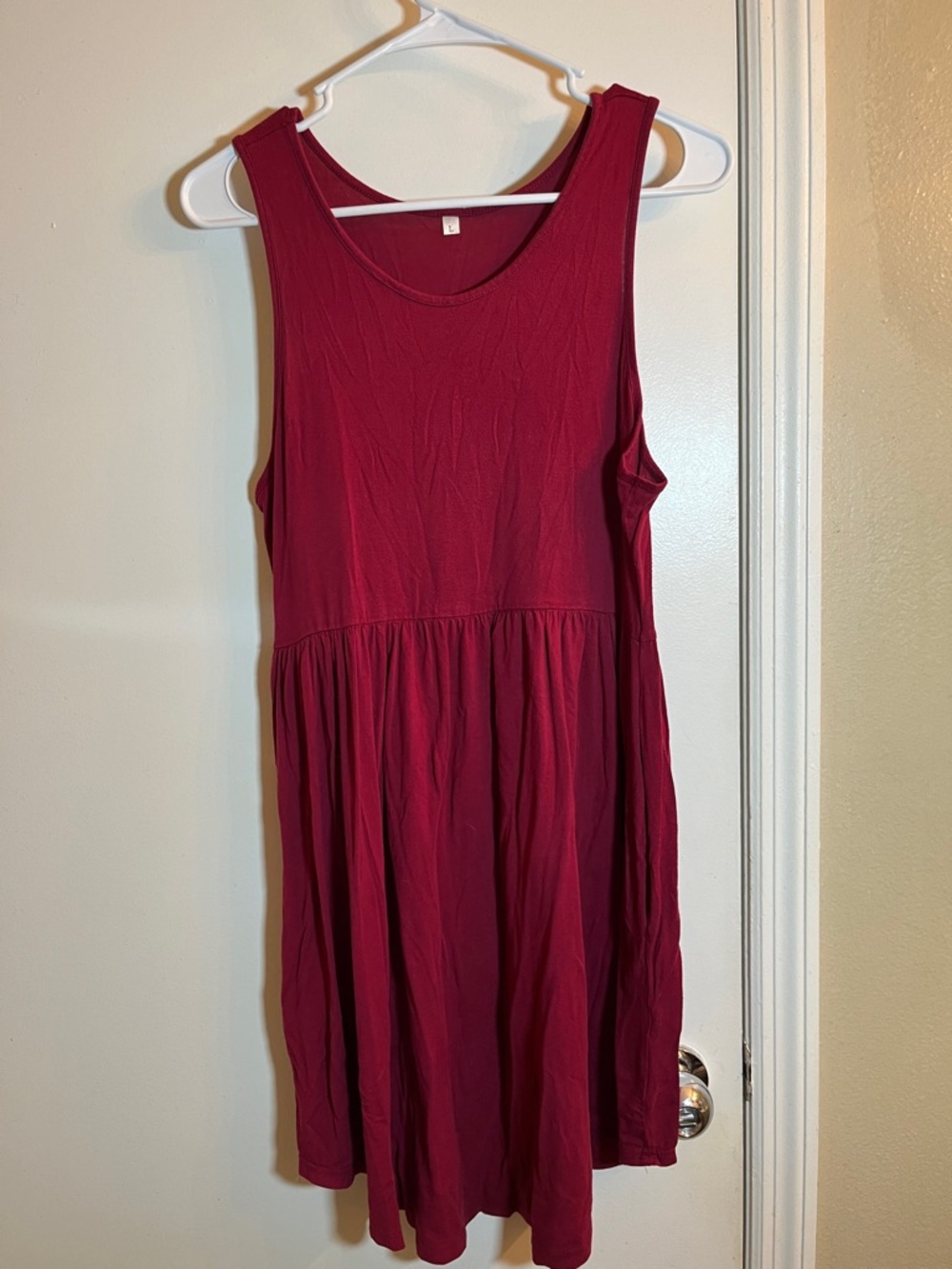 Maroon Sleeveless Midi Dress with pockets